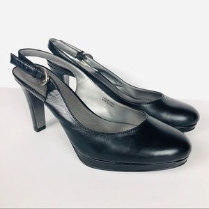 Tahari ‘Carolyn’ Black Leather Platform Slingbacks